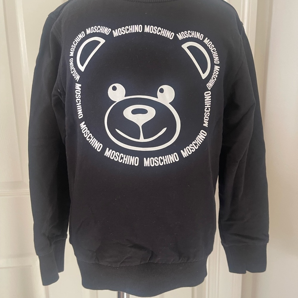 Moschino Black Sweatshirt with White Logo Tag - Size 6 (kids)